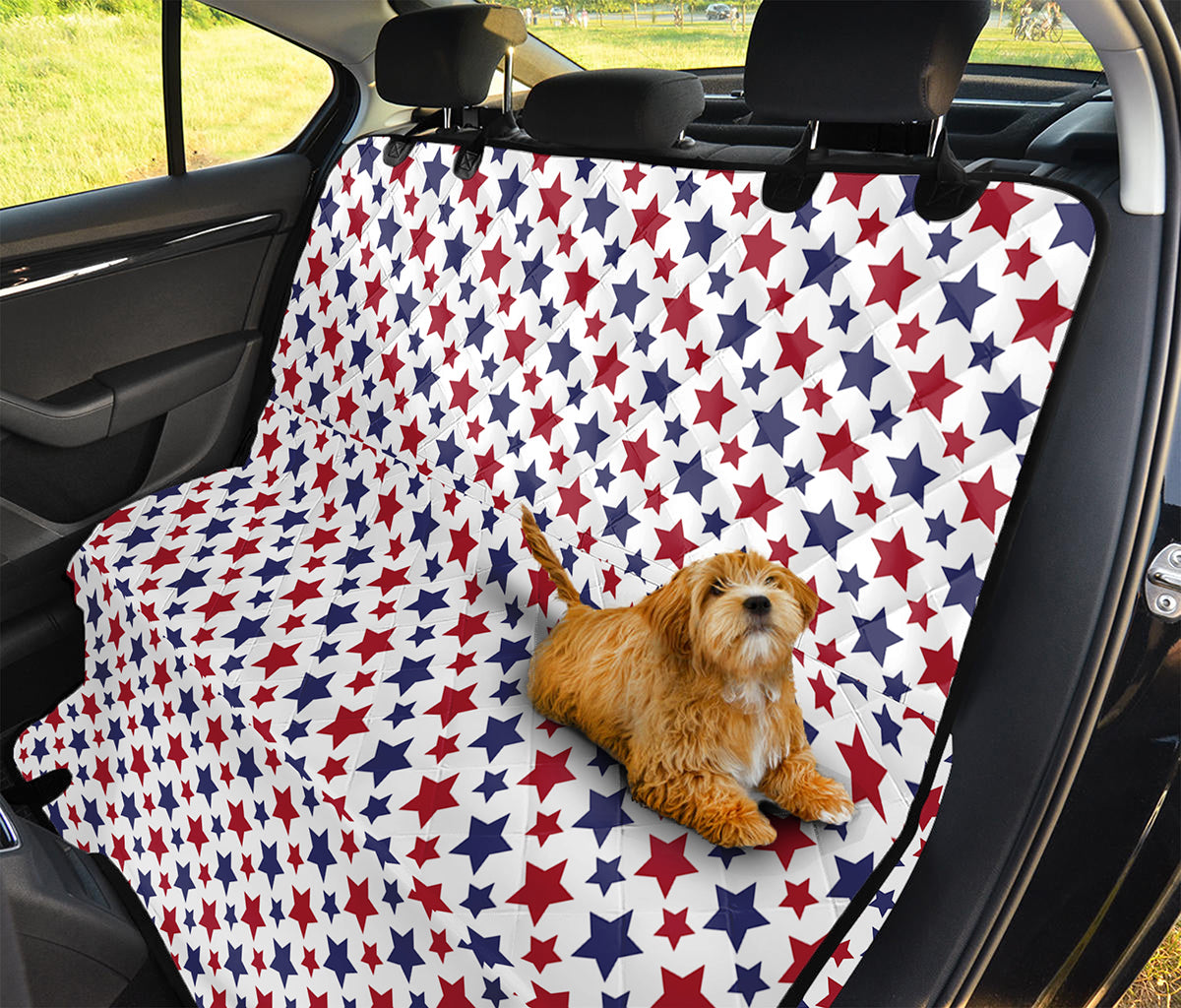 Red And Blue American Star Pattern Print Pet Car Back Seat Cover