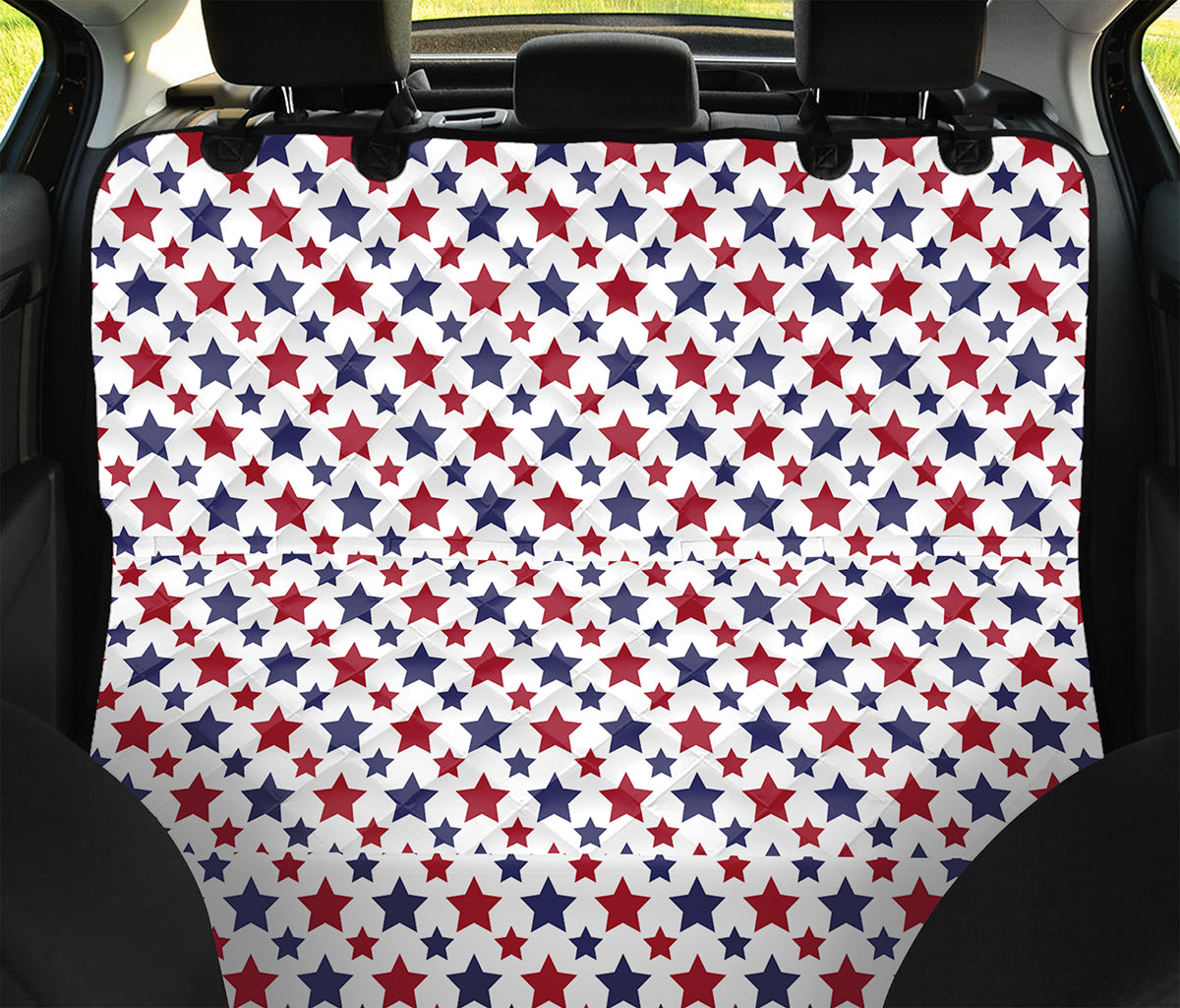 Red And Blue American Star Pattern Print Pet Car Back Seat Cover