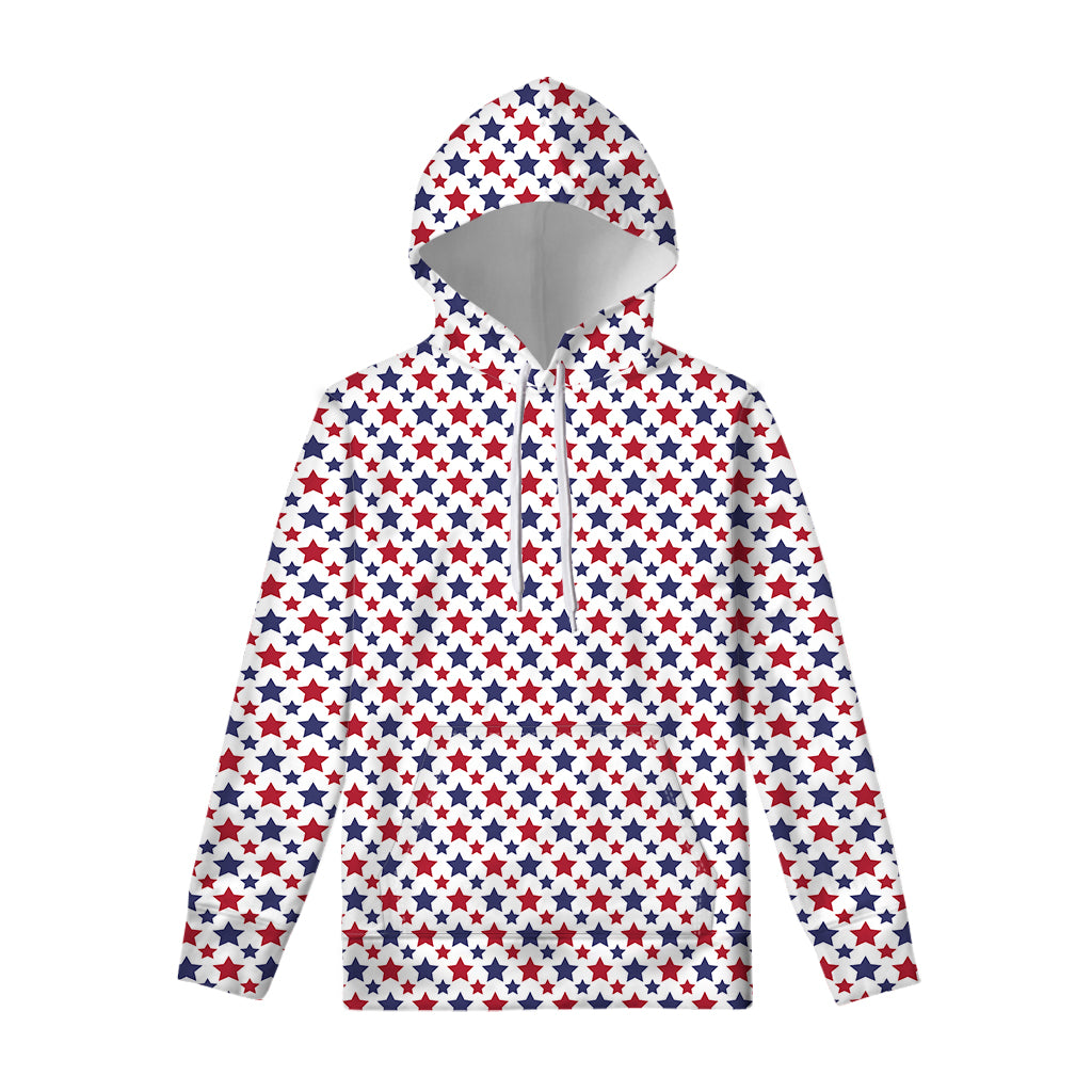 Red And Blue American Star Pattern Print Pullover Hoodie