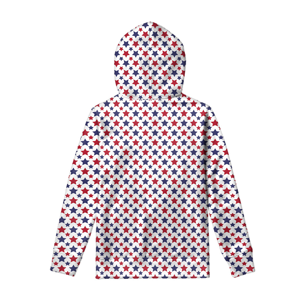 Red And Blue American Star Pattern Print Pullover Hoodie