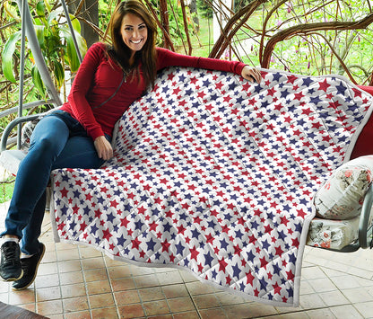 Red And Blue American Star Pattern Print Quilt