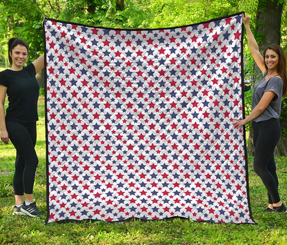 Red And Blue American Star Pattern Print Quilt