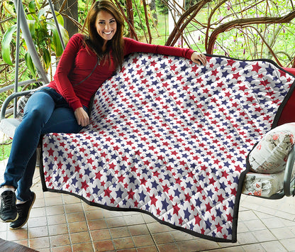 Red And Blue American Star Pattern Print Quilt