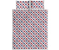 Red And Blue American Star Pattern Print Quilt Bed Set