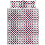 Red And Blue American Star Pattern Print Quilt Bed Set