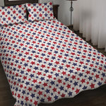 Red And Blue American Star Pattern Print Quilt Bed Set