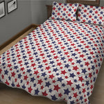 Red And Blue American Star Pattern Print Quilt Bed Set