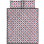 Red And Blue American Star Pattern Print Quilt Bed Set