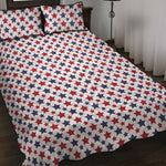 Red And Blue American Star Pattern Print Quilt Bed Set