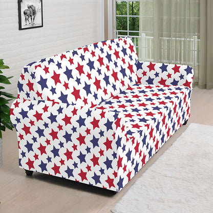 Red And Blue American Star Pattern Print Sofa Cover