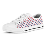 Red And Blue American Star Pattern Print White Low Top Shoes