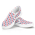 Red And Blue American Star Pattern Print White Slip On Sneakers