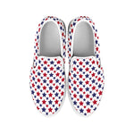 Red And Blue American Star Pattern Print White Slip On Shoes