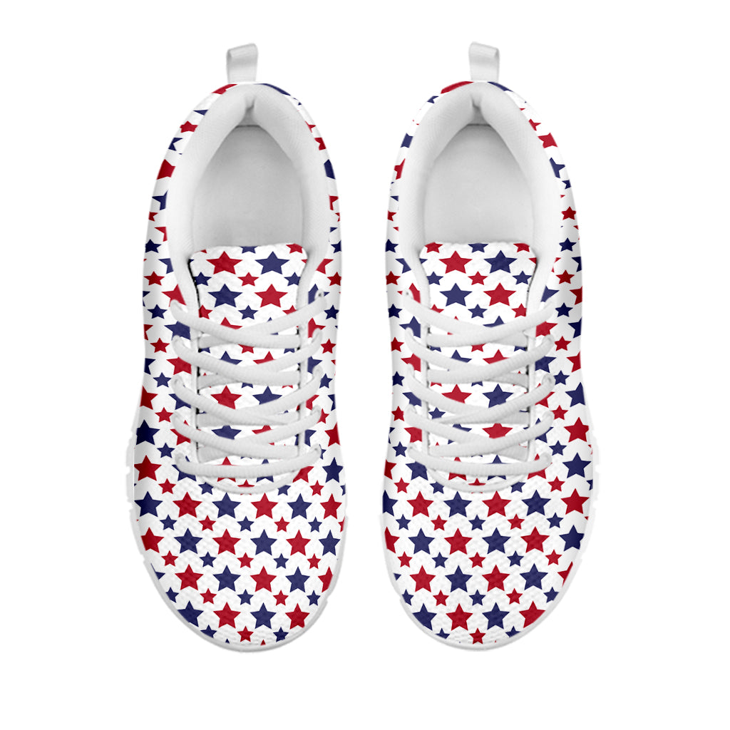 Red And Blue American Star Pattern Print White Sneakers