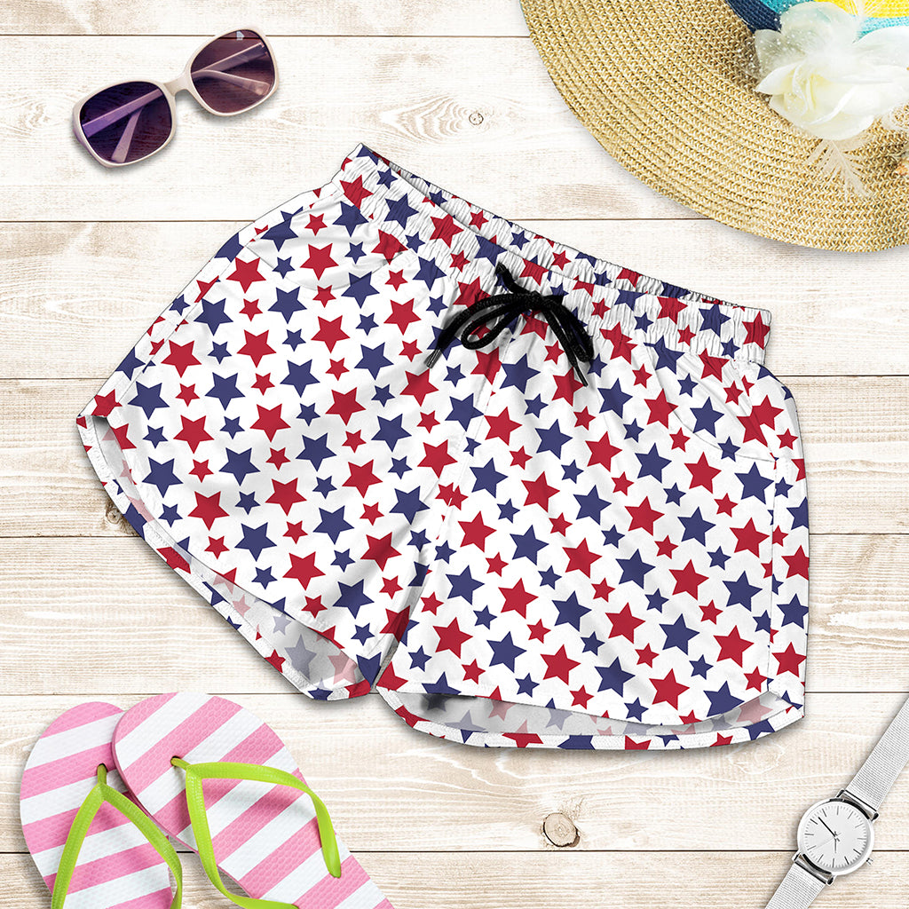 Red And Blue American Star Pattern Print Women's Shorts