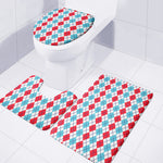 Red And Blue Argyle Pattern Print 3 Piece Bath Mat Set