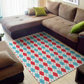 Red And Blue Argyle Pattern Print Floor Mat
