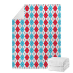 Red And Blue Argyle Pattern Print Blanket