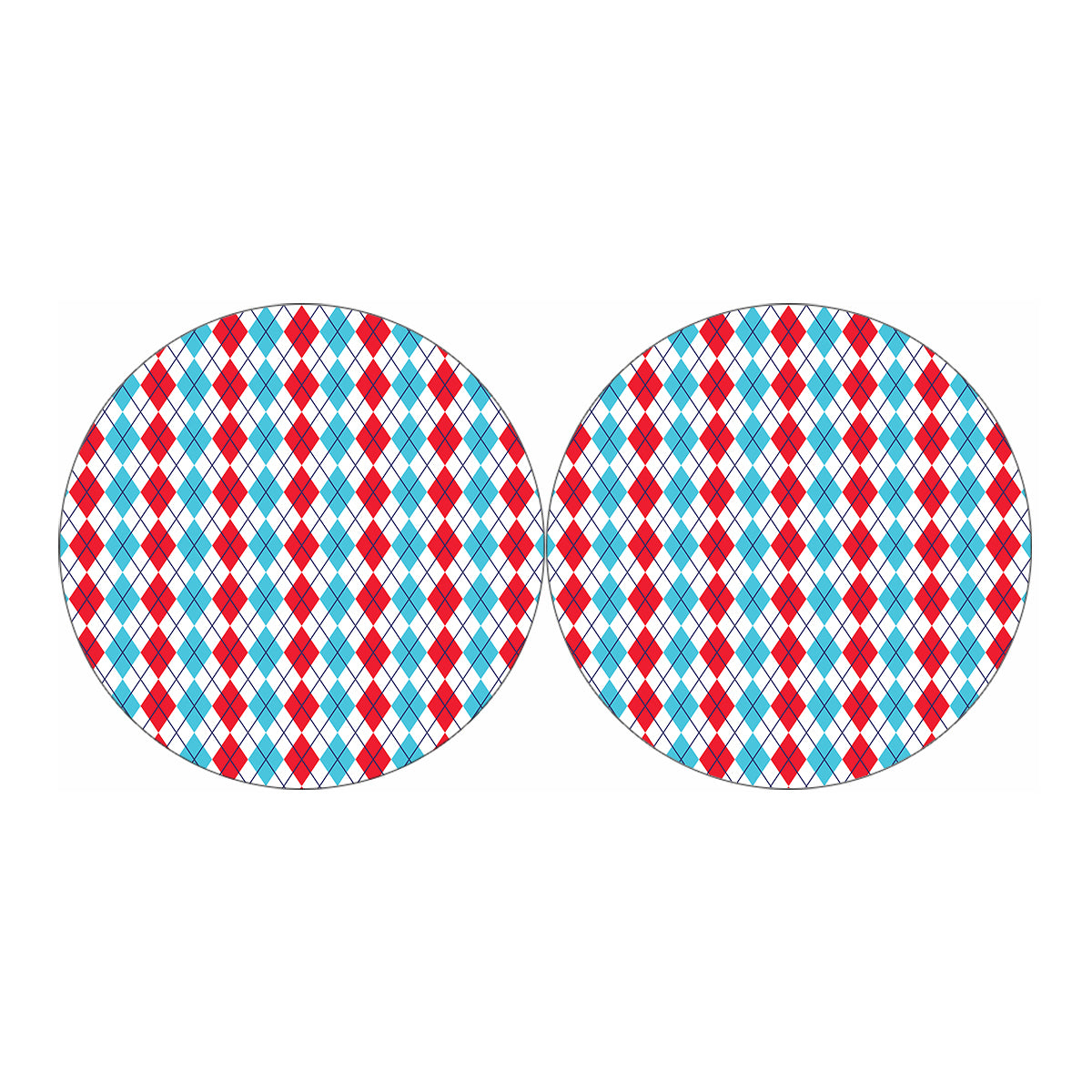 Red And Blue Argyle Pattern Print Car Coasters