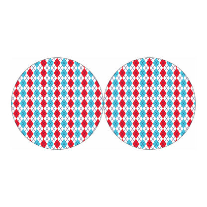 Red And Blue Argyle Pattern Print Car Coasters