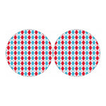 Red And Blue Argyle Pattern Print Car Coasters