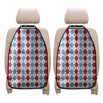 Red And Blue Argyle Pattern Print Car Seat Organizers
