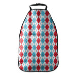 Red And Blue Argyle Pattern Print Car Seat Organizers