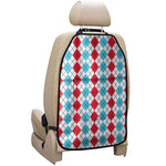 Red And Blue Argyle Pattern Print Car Seat Organizers