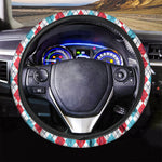 Red And Blue Argyle Pattern Print Car Steering Wheel Cover
