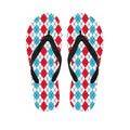 Red And Blue Argyle Pattern Print Flip Flops