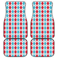 Red And Blue Argyle Pattern Print Front and Back Car Floor Mats