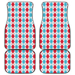 Red And Blue Argyle Pattern Print Front and Back Car Floor Mats