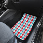 Red And Blue Argyle Pattern Print Front and Back Car Floor Mats