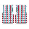 Red And Blue Argyle Pattern Print Front Car Floor Mats