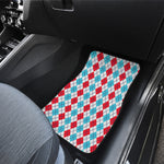 Red And Blue Argyle Pattern Print Front Car Floor Mats