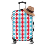 Red And Blue Argyle Pattern Print Luggage Cover