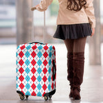 Red And Blue Argyle Pattern Print Luggage Cover
