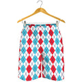 Red And Blue Argyle Pattern Print Men's Shorts