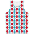 Red And Blue Argyle Pattern Print Men's Tank Top