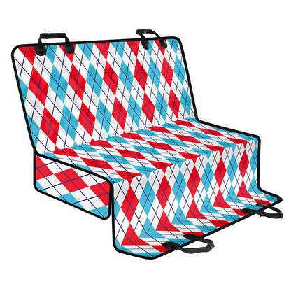 Red And Blue Argyle Pattern Print Pet Car Back Seat Cover