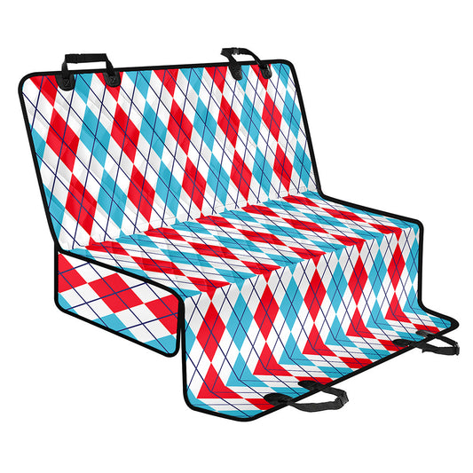 Red And Blue Argyle Pattern Print Pet Car Back Seat Cover
