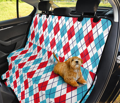 Red And Blue Argyle Pattern Print Pet Car Back Seat Cover