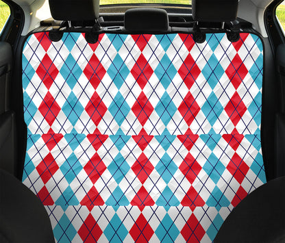 Red And Blue Argyle Pattern Print Pet Car Back Seat Cover