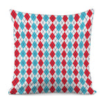 Red And Blue Argyle Pattern Print Pillow Cover