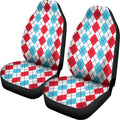 Red And Blue Argyle Pattern Print Universal Fit Car Seat Covers