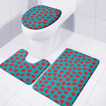 Red And Blue Carnation Pattern Print 3 Piece Bath Mat Set