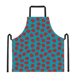 Red And Blue Carnation Pattern Print Apron