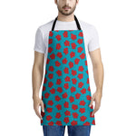 Red And Blue Carnation Pattern Print Apron