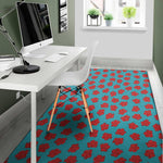 Red And Blue Carnation Pattern Print Area Rug