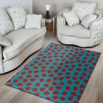 Red And Blue Carnation Pattern Print Area Rug